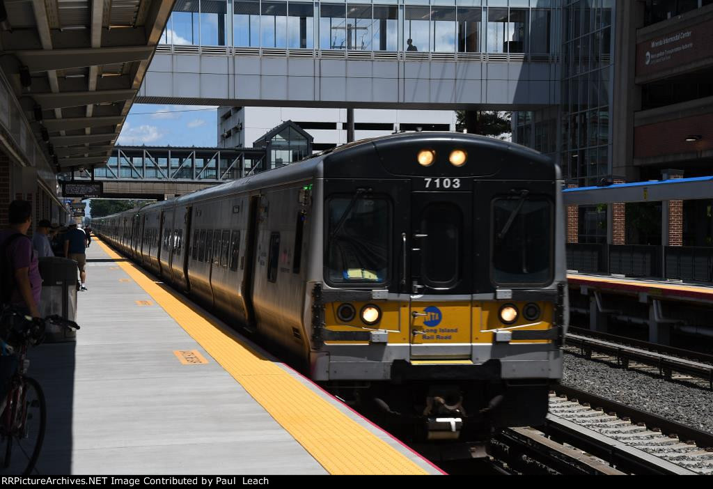 Inbound commuter comes into the station